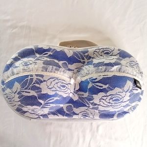 Jacky's Collection Bra & Panty Travel Hard Case Blue White Lace TSA Approved